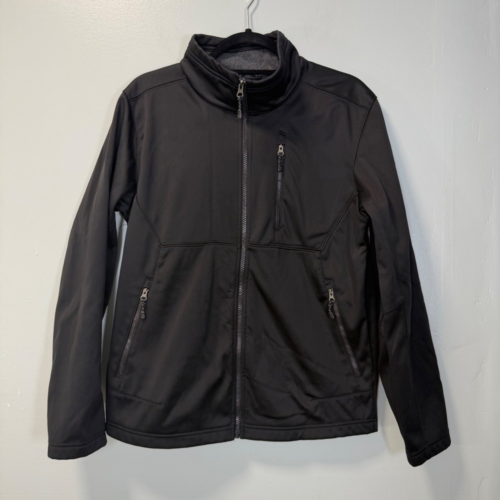 Swiss Tech Mens Softshell Full Zip Jacket Black Small 34-36 Utility Gorpcore